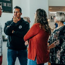Mercy Road Church - Northeast - Lead Pastor connecting with people in the lobby.
