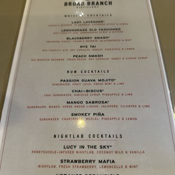 Broad Branch Distillery - Cocktail Menu - Distilleries Near Me - Winston-Salem, North Carolina