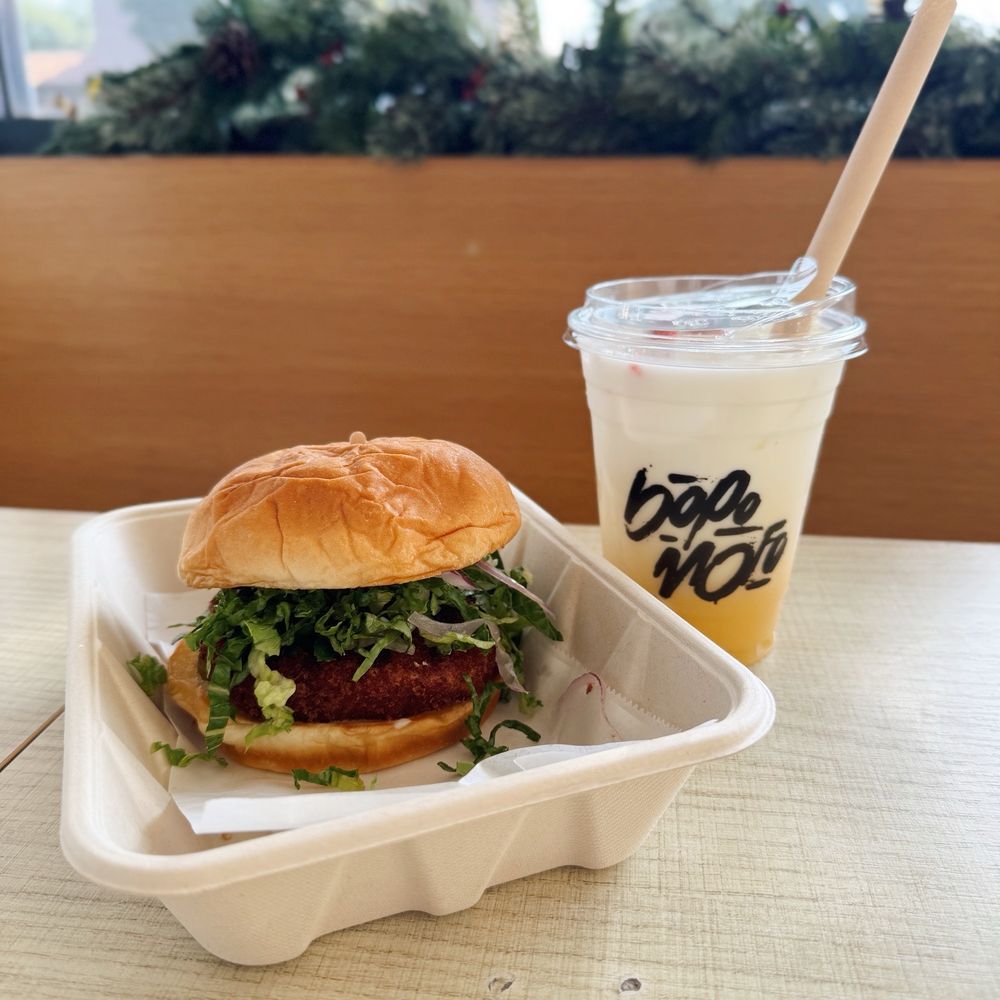 Bopomofo Cafe - Walnut shrimp burger // strawberry corn milk which - Bubble Tea Near Me - San Gabriel, California Bopomofo Cafe - Walnut shrimp burger // strawberry corn milk which - Bubble Tea Near Me - San Gabriel, California