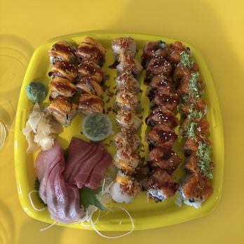 Sushi Friend - fire dragon, seared salmon, scallop dyno, and kiro roll - Sushi Bars Near Me - Phoenix, Arizona