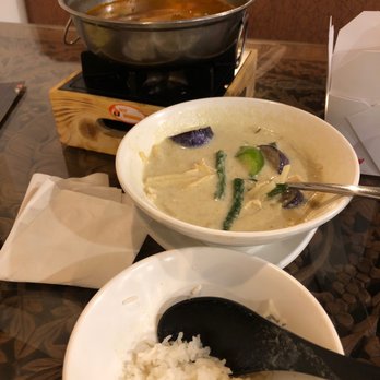 The Basil - Shrimp tom yum and Chicken green curry - Thai Near Me - Long Beach, California
