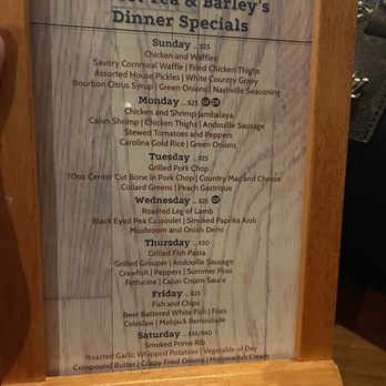 Sweet Tea & Barley - Weekly specials - Southern Near Me - Williamsburg, Virginia Sweet Tea & Barley - Weekly specials - Southern Near Me - Williamsburg, Virginia