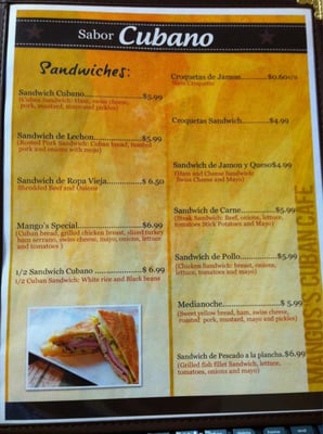 Menu photo 5 Mango's Cuban Cafe Naples, FL