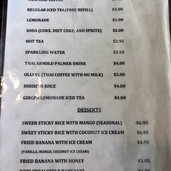 Sala Thai - Drink and Dessert Menu - Thai Near Me - Fremont, California