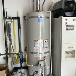 Completed water heater installation Completed water heater installation