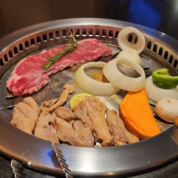 Oz Korean BBQ - Elk Grove - bbq chicken, ribeye steak, veggies - Korean Near Me - Elk Grove, California Oz Korean BBQ - Elk Grove - bbq chicken, ribeye steak, veggies - Korean Near Me - Elk Grove, California