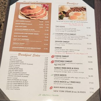 Liliha Bakery - Da menu as of August 29, 2025. - Bakeries Near Me - Honolulu, Hawaii