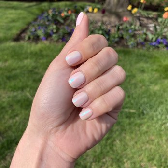 Dazzle Nails - Hard gel base (builder in a bottle) with gel polish and chrome top coat - Nail Salons Near Me - Evanston, Illinois