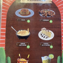 Dessert menu