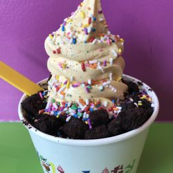 Yolickity Frozen Yogurt Bar - Cake batter froyo with rainbow sprinkles