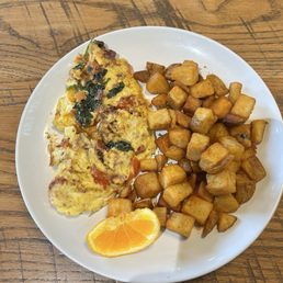 Spinach, bacon & cheese omelette
