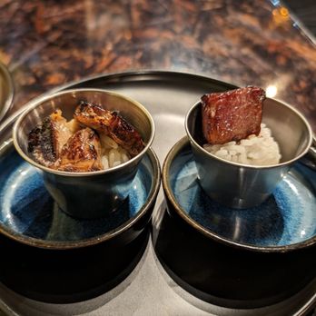 XO Restaurant - Hot Rice Shooters, Sesame, Scallion: foie gras and wagyu - Asian Fusion Near Me - Honolulu, Hawaii XO Restaurant - Hot Rice Shooters, Sesame, Scallion: foie gras and wagyu - Asian Fusion Near Me - Honolulu, Hawaii