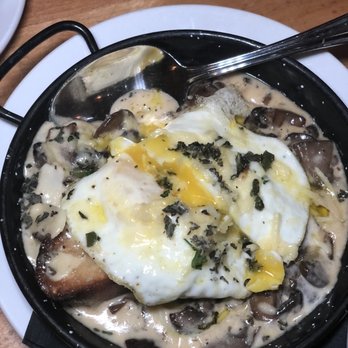 La Boca - BRUSCHETTA - toasted bread cooked in mushroom and cream, fried egg, truffle oil $14 heaven! - Tapas Bars Near Me - Santa Fe, New Mexico