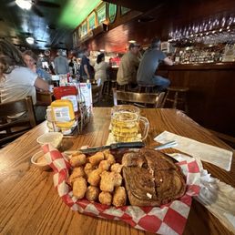 Ruben, Tot's, and draft beer. Ruben, Tot's, and draft beer.