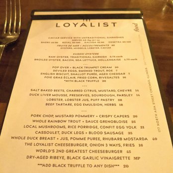 The Loyalist - Menu - New American Near Me - Chicago, Illinois The Loyalist - Menu - New American Near Me - Chicago, Illinois