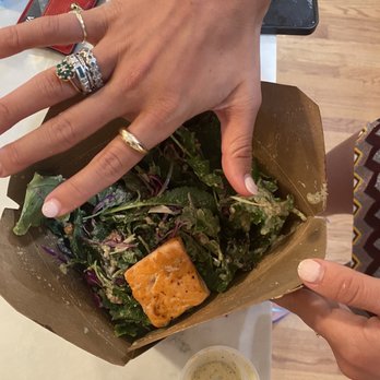 Basic Kitchen - Vegan Caesar with salmon - New American Near Me - Charleston, South Carolina Basic Kitchen - Vegan Caesar with salmon - New American Near Me - Charleston, South Carolina