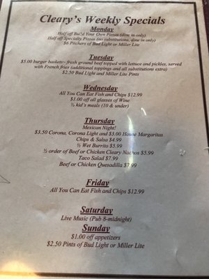 Menu photo 6 Cleary's Pub Howell, MI