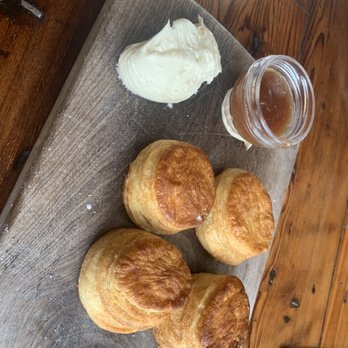 Manuela - Cream Biscuits, Steen's Butter, Raspberry & Apple Jam - New American Near Me - Los Angeles, California Manuela - Cream Biscuits, Steen's Butter, Raspberry & Apple Jam - New American Near Me - Los Angeles, California