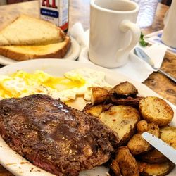 Sunshine Cafe - 9/17/22 another delicious ribeye eggs home fries toast and coffee