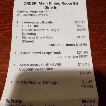 Lemongrass Grill - Receipt - Thai Near Me - Munroe Falls, Ohio Lemongrass Grill - Receipt - Thai Near Me - Munroe Falls, Ohio