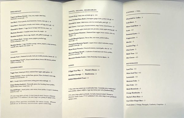 Menu photo 5 Churchill St. Shoreview, MN
