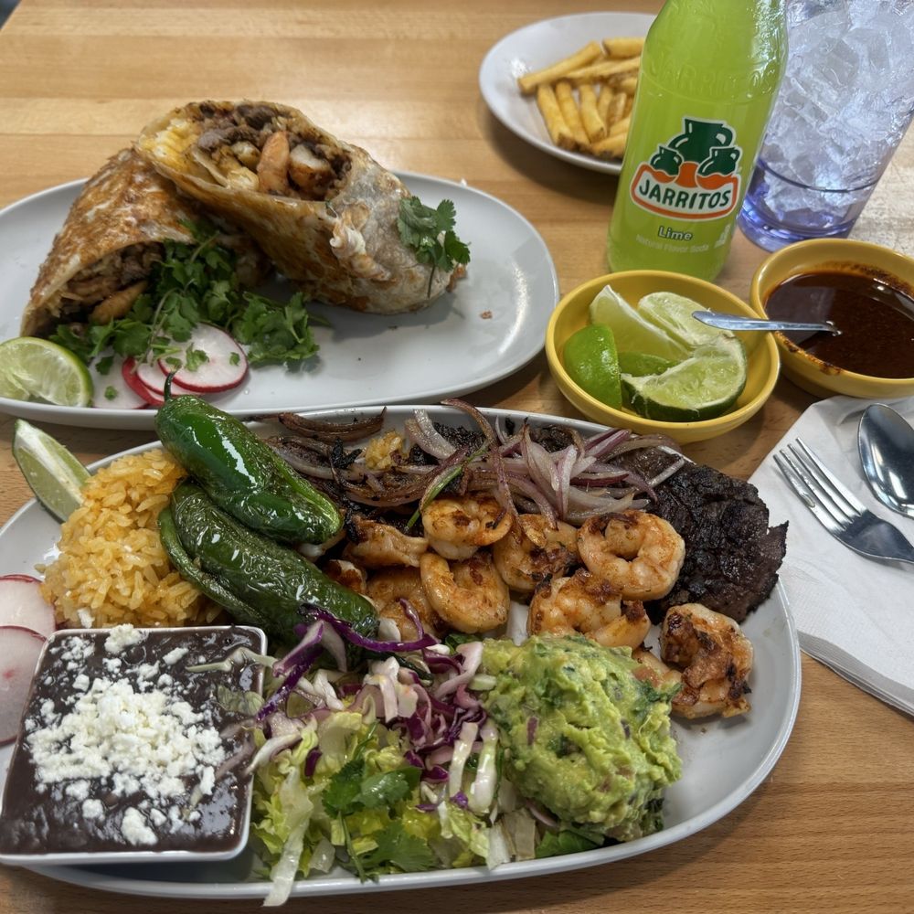 SeD Cocina - Surf and turf burrito with steak and shrimp, beans, rice, and fresh herbs. We also asked for it as a plate. - Mexican Near Me - Montclair, California SeD Cocina - Surf and turf burrito with steak and shrimp, beans, rice, and fresh herbs. We also asked for it as a plate. - Mexican Near Me - Montclair, California
