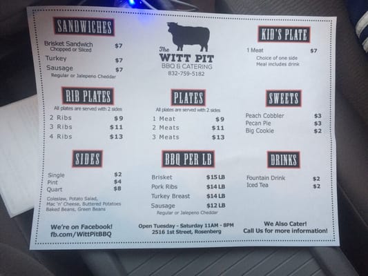 Menu photo 7 Witt Pit BBQ & Catering Rosenberg, TX
