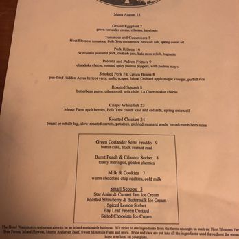 Hotel Washington - Dinner menu (seasonal) - Hotels Near Me - Washington Island, Wisconsin Hotel Washington - Dinner menu (seasonal) - Hotels Near Me - Washington Island, Wisconsin
