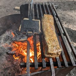 Sibbald Point Provincial Park - Pork loin and pie iron sammies for breakfast! Open fire cooking is best!