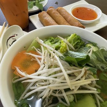 Phoever - Veggie Pho, and veggie egg rolls - Vietnamese Near Me - Pensacola, Florida