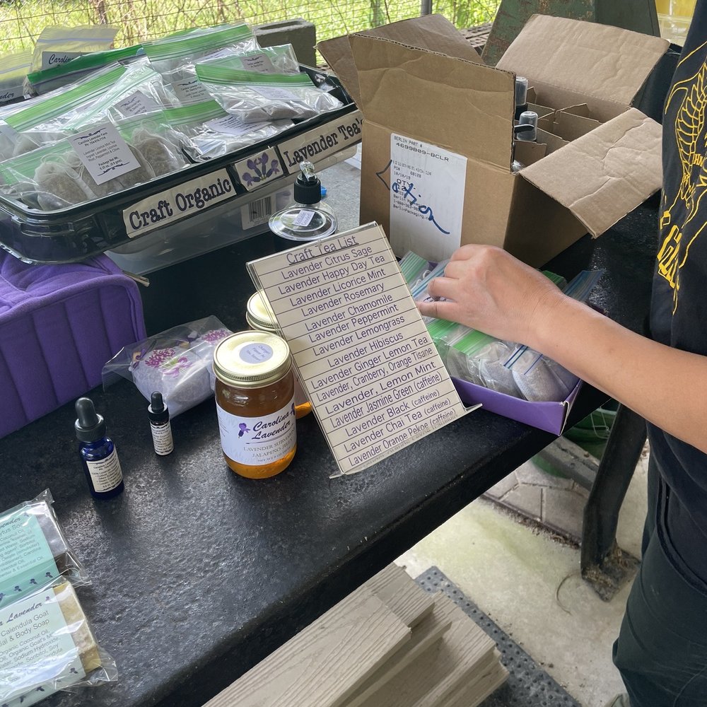 Carolina Lavender - some handmade products sue was showing us! definitely want to try the lavender jalapeño jelly & get some essential oil next time :) - Attraction Farms Near Me - Gastonia, North Carolina Carolina Lavender - some handmade products sue was showing us! definitely want to try the lavender jalapeño jelly & get some essential oil next time :) - Attraction Farms Near Me - Gastonia, North Carolina
