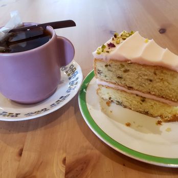 Lovecrumbs - Violet Petal tea and Pistachio Rose cake. - Coffee & Tea Near Me - Edinburgh, EDH