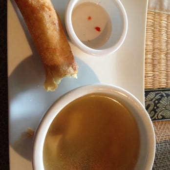 Udom Thai - Chicken veggie soup and egg roll. - Thai Near Me - Centennial, Colorado Udom Thai - Chicken veggie soup and egg roll. - Thai Near Me - Centennial, Colorado