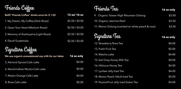 Menu photo 8 Friends Coffee & Tea San Jose, CA