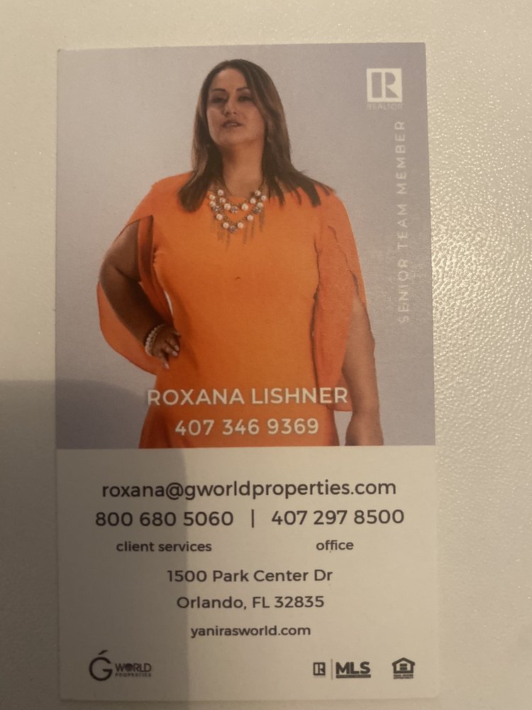 ROXANA LISHNER GWORLD PROPERTIES 1500 Park Center Dr, Orlando