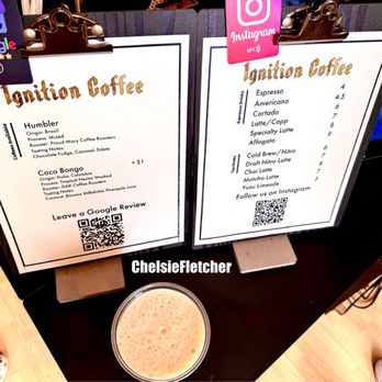 Ignition Coffee - two menus on a table - Coffee & Tea Near Me - Honolulu, Hawaii