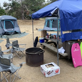 Manresa Uplands Campground - Campsite and box of firewood from FoodMax - Campgrounds Near Me - Watsonville, California