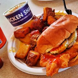 Chicken Shack - Mega Chicken Spicy Sandwich with Shack Taters n Drink  Wowed