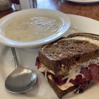 The Slanted Porch - Scrumptious Rueben sandwich with a side of clam chowder - awesome combo! - American Near Me - Fallon, Nevada The Slanted Porch - Scrumptious Rueben sandwich with a side of clam chowder - awesome combo! - American Near Me - Fallon, Nevada