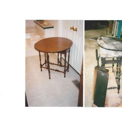 Saliba Antiques & Restoration - Fire and water damaged mahogany drop leaf gateleg table.