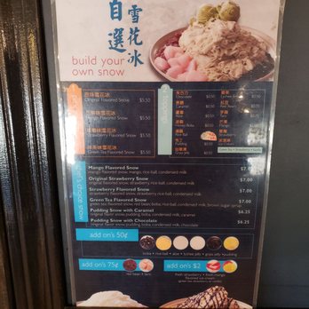 Spiceology - Snow menu - Taiwanese Near Me - Arcadia, California