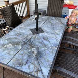 StoneTek Design - Custom polcelain tile for outdoor dining table