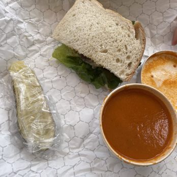 Cheese Shop - 1/2 Roast Pork Sandwich on rosemary bread 1/2 Tomato Soup - Sandwiches Near Me - La Jolla, California