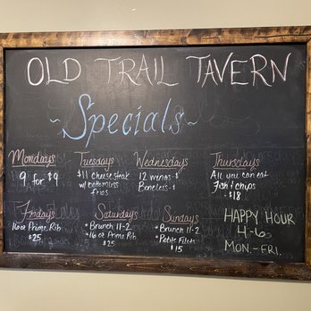 Old Trail Tavern - specials on a blackboard - Breakfast & Brunch Near Me - Liverpool, Pennsylvania Old Trail Tavern - specials on a blackboard - Breakfast & Brunch Near Me - Liverpool, Pennsylvania