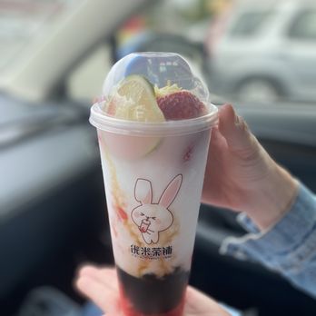 Ume Tea - Coconut slush with Watermelon on bottom. Boba was also added inside. - Bubble Tea Near Me - Los Angeles, California Ume Tea - Coconut slush with Watermelon on bottom. Boba was also added inside. - Bubble Tea Near Me - Los Angeles, California