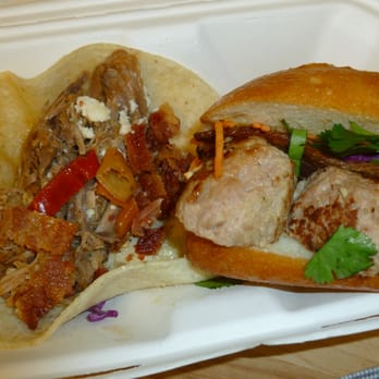 Bacon Bacon - The Triple B and the special of the Day the Spicy Bánh mì with pork meatballs and bacon of course - Food Trucks Near Me Bacon Bacon - The Triple B and the special of the Day the Spicy Bánh mì with pork meatballs and bacon of course - Food Trucks Near Me