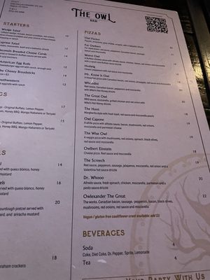 Menu photo 1 The Owl Bar  Frisco, TX