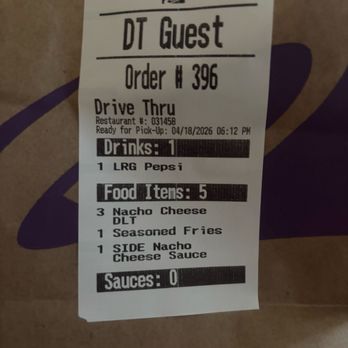 Taco Bell - Receipt - Fast Food Near Me - Walnut Creek, California