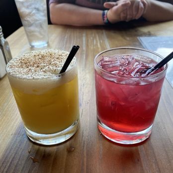 Parkside Restaurant - Pain Killer (left) and Watermelon Redbull margarita (right) - American Near Me - Raleigh, North Carolina