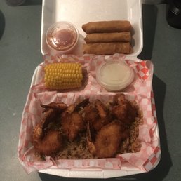 Egg roll appetizer & butterfly shrimp plate. Egg roll appetizer & butterfly shrimp plate.